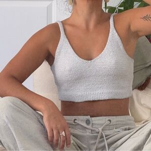 Women's White Knit Crop Top